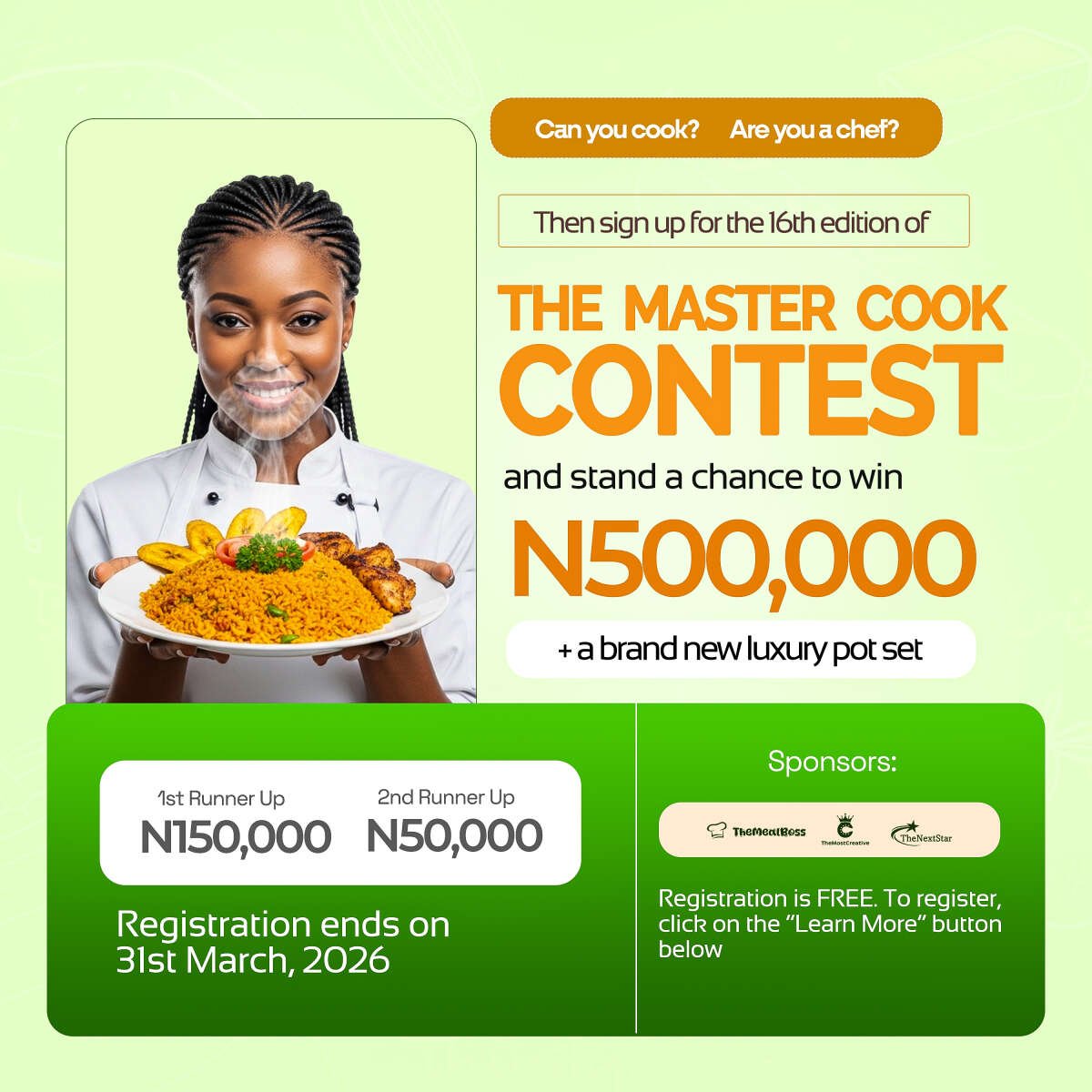 Home Competitions 16th Edition - The Master Cook Contest [Completed]